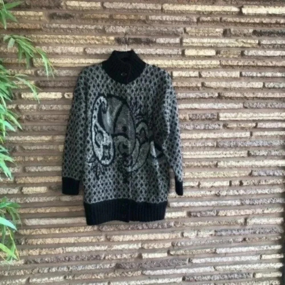 Vintage Gray Oversized Mohair Sloppy Cardigan